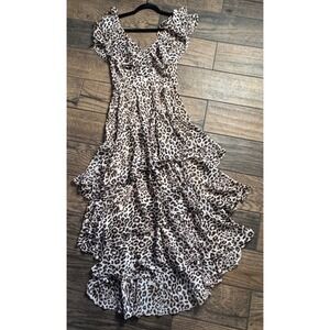 WAYF Leopard Print Ruffle Maxi Dress XS